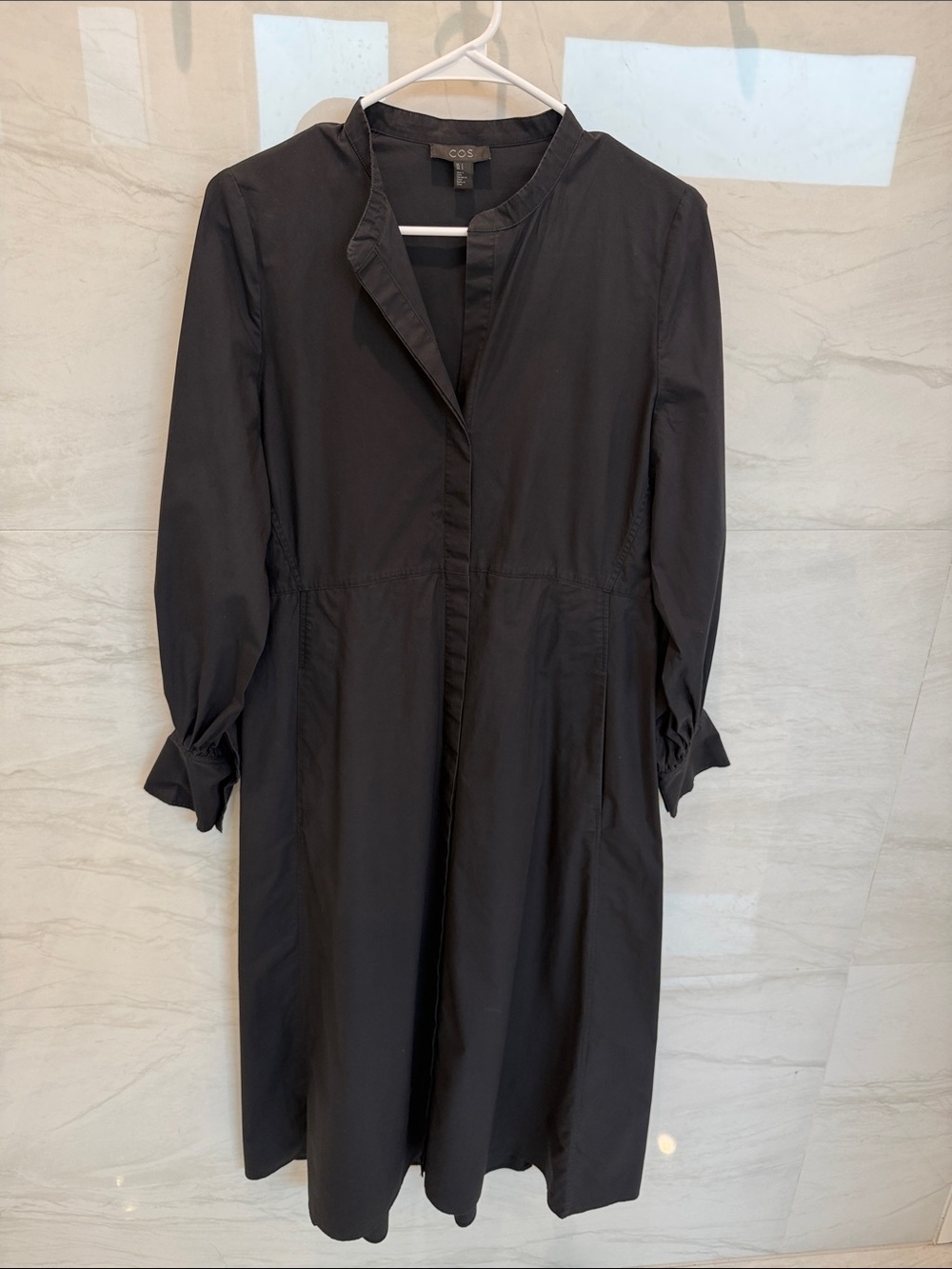 COS Black Long-Sleeve Midi Shirt Dress